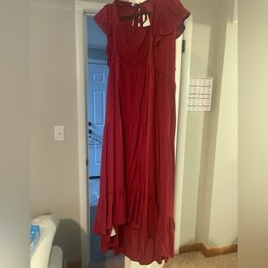 Red Maxi Dress Key Hole Back